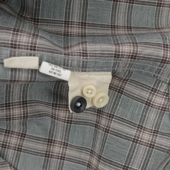 Taylor Stitch Shirt Mens 38 Green Brown Plaid Organic Cotton Long Sleeve - Picture 5 of 6